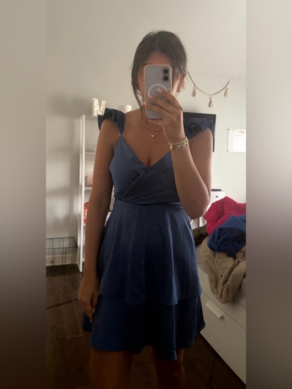 Altar'd State Satin Blue Mini Dress